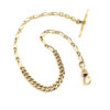 Antique Victorian pocket watch chain carved curb and long short links gold tone