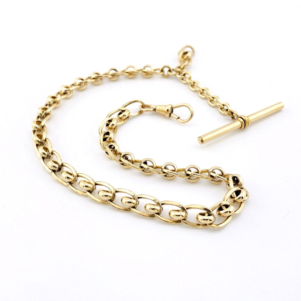 Antique Victorian Gold Filled Fancy Link Pocket Watch Chain — Chunky and Heavy