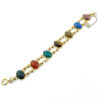 Vintage 12k gold filled double row scarab bracelet with seven carved stone scarabs