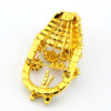 Signed Dorothy Bauer vintage gold tone flower basket brooch with pastel Swarovski crystals and red bow detail