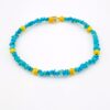 Sleeping Beauty Turquoise 14k Gold Bracelet with Textured 18k Beads – One of a Kind – By the Artist