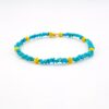 Sleeping Beauty Turquoise 14k Gold Bracelet with Textured 18k Beads – One of a Kind – By the Artist
