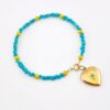 Sleeping Beauty Turquoise 14k Gold Bracelet with Textured 18k Beads – One of a Kind – By the Artist