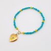 Sleeping Beauty Turquoise 14k Gold Bracelet with Textured 18k Beads – One of a Kind – By the Artist