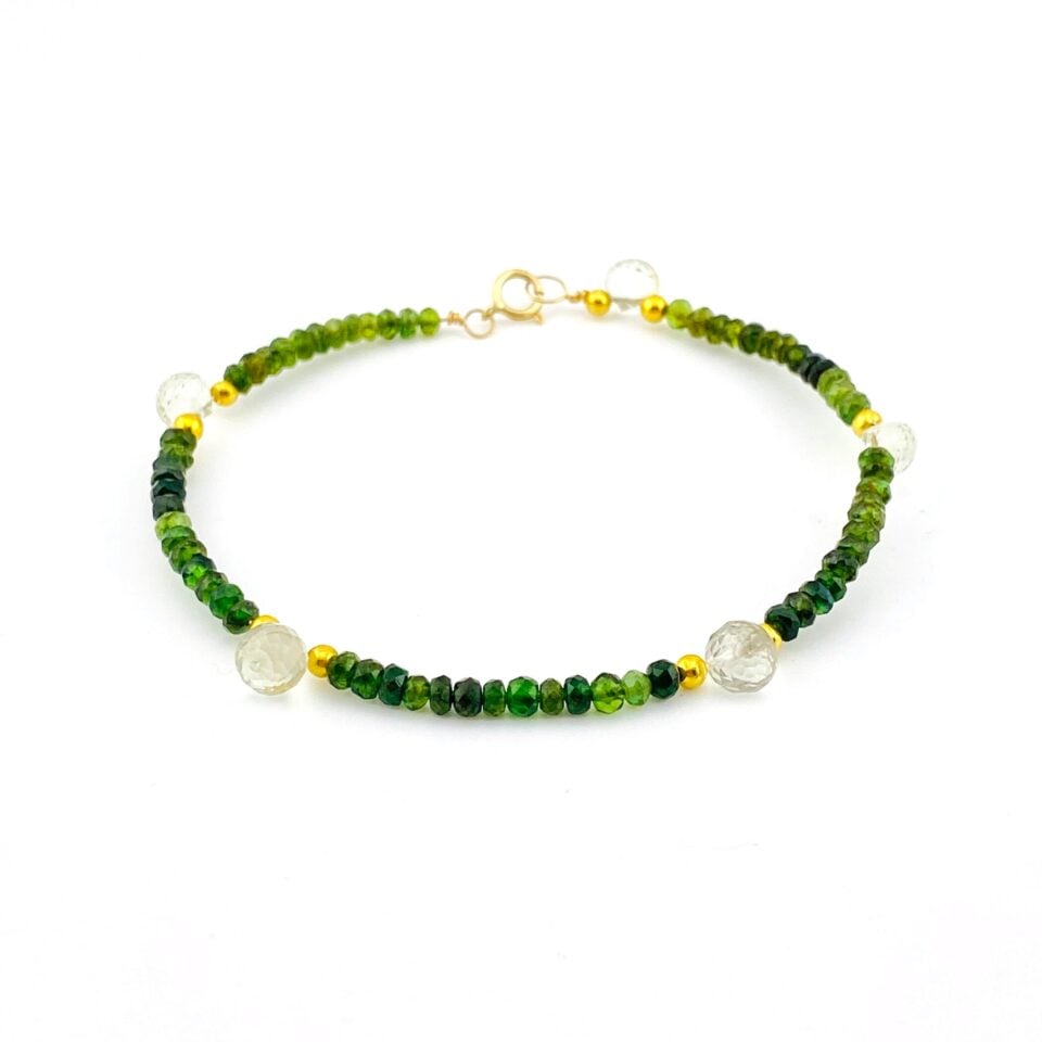 Tourmaline & Prasiolite 14k Gold Bracelet – By the Artist