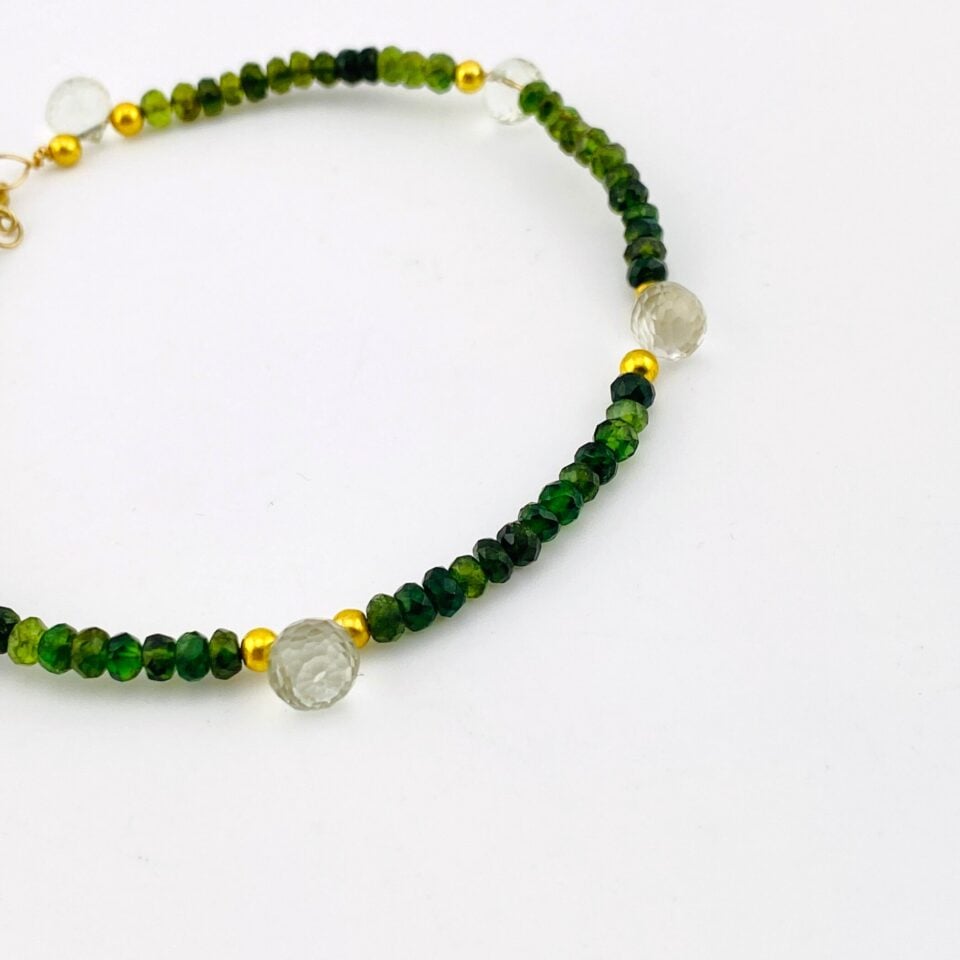 Tourmaline & Prasiolite 14k Gold Bracelet – By the Artist