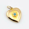Victorian 10K Gold Puffy Heart Charm Pendant with Turquoise Star Engraved CR