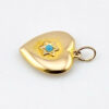 Victorian 10K Gold Puffy Heart Charm Pendant with Turquoise Star Engraved CR