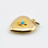 Victorian 10K Gold Puffy Heart Charm Pendant with Turquoise Star Engraved CR