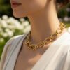 Vintage Givenchy Statement Necklace – Chunky Gold Chain – 17-Inch Designer Piece