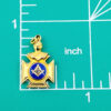 vintage gold filled masonic charm blue enamel square compasses