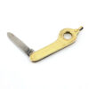 Vintage Miller Bros gold-filled pocket knife with integrated cigar cutter, compact watch-fob form, and honest wear that reflects its long practical history.