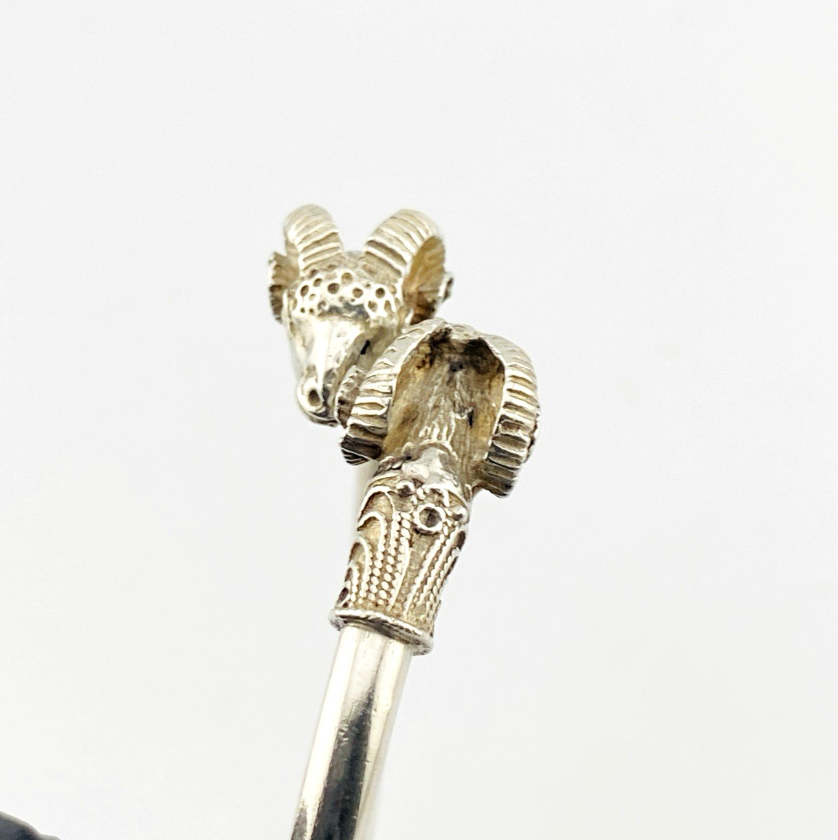 Sterling Silver Ram Head Aries Hinged Bracelet
