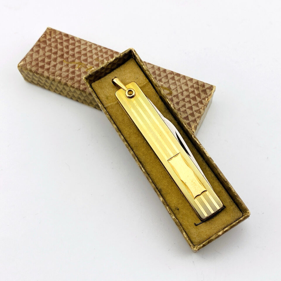 Vintage Simmons Gold Filled Pocket Knife Watch Fob in Original Box, Engravable