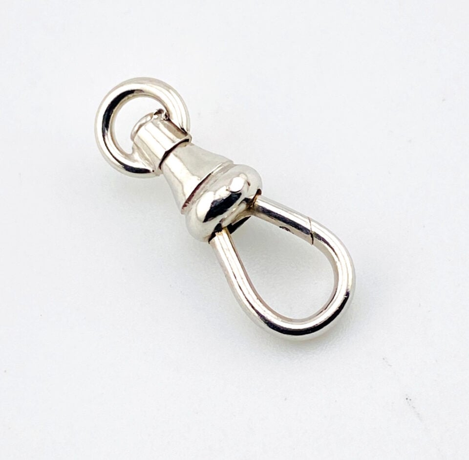 White Gold Filled Swivel Dog Clasp Pendant Pocket Watch Chain 18MM New Old Stock
