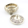 800 Silver Repousse Rose Garland Footed Round Box