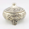 800 Silver Repousse Rose Garland Footed Round Box