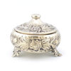 800 Silver Repousse Rose Garland Footed Round Box