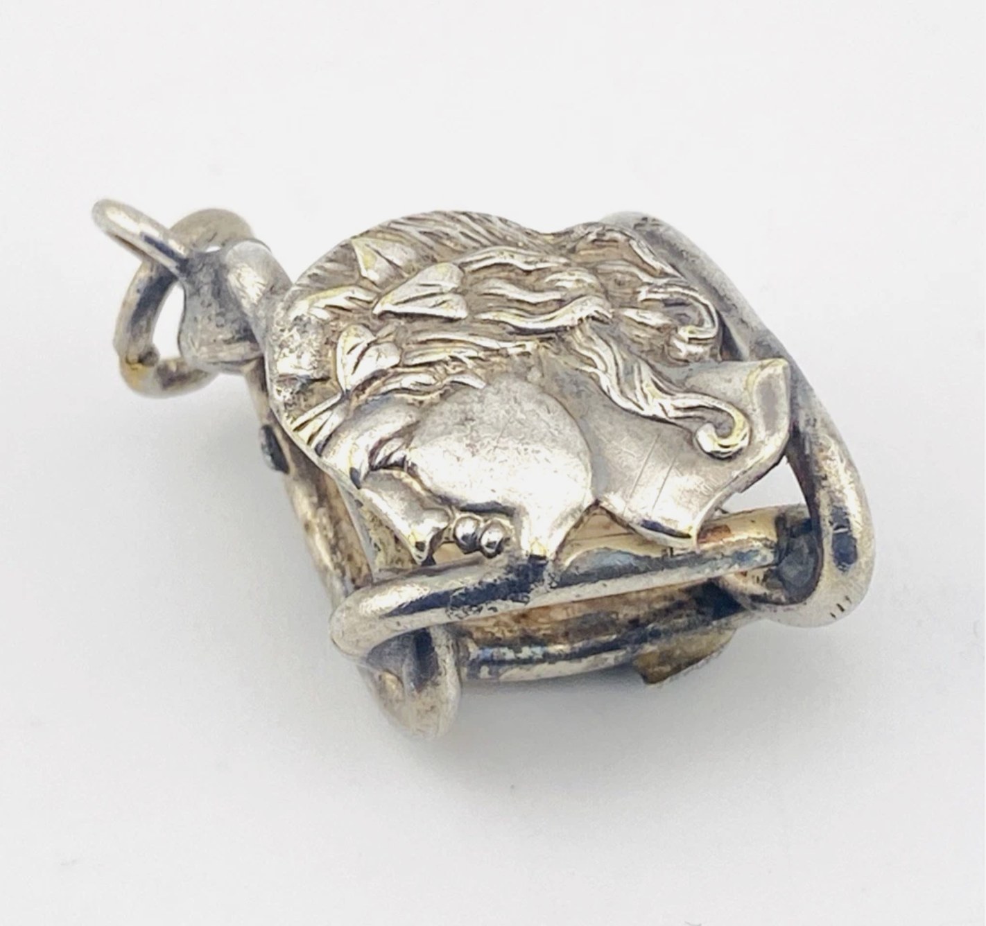 Greco Roman Profile Silver Fob Pendant