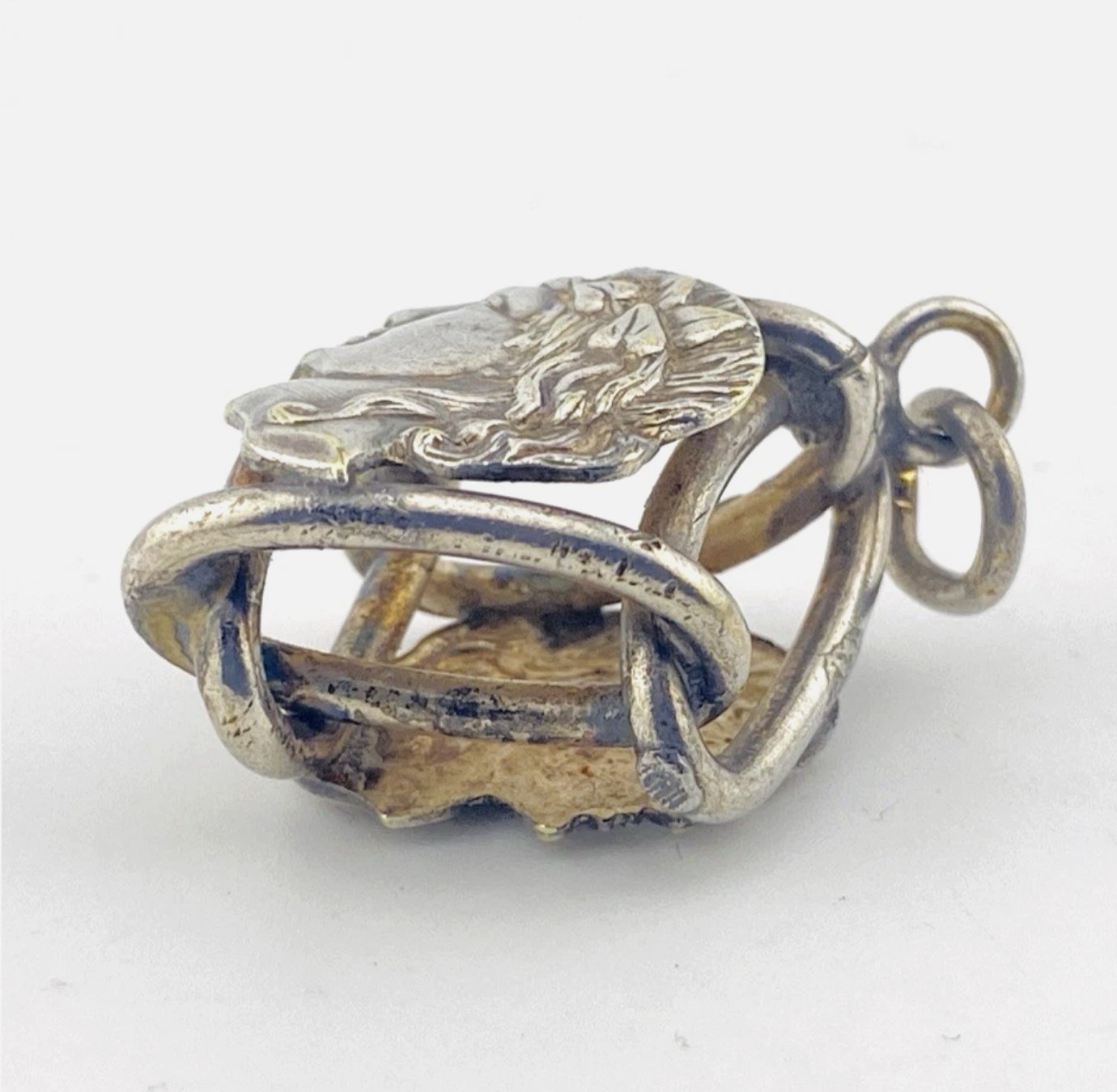 Greco Roman Profile Silver Fob Pendant