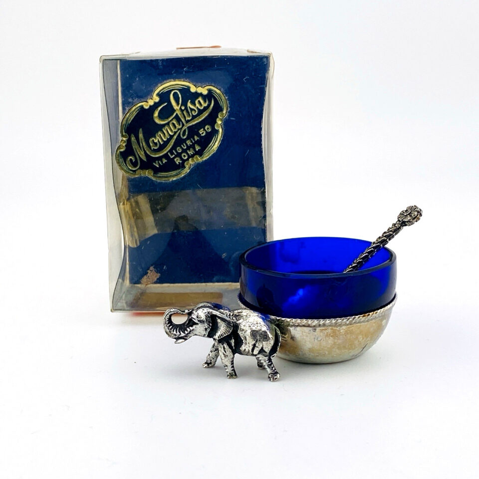 Italian 800 Silver Elephant Salt Cellar Monna Lisa Roma