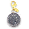 Italy 50 Lira Coin Charm Pendant Vermeil Sterling Clip 1995