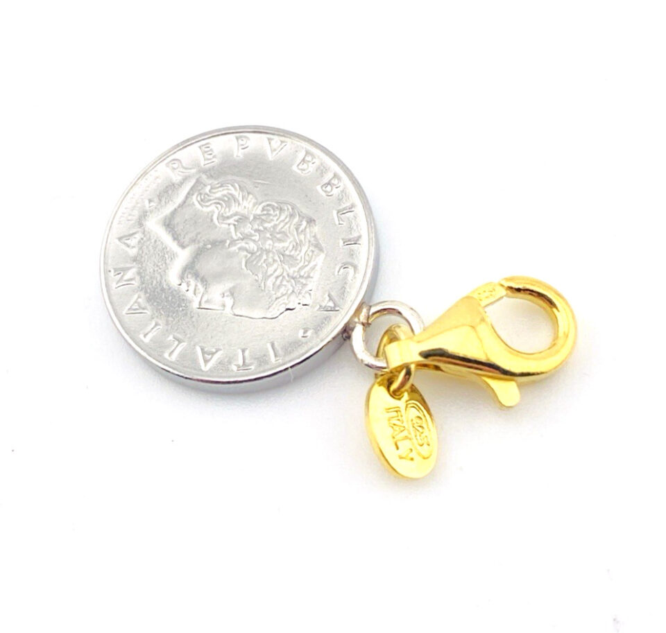 Italy 50 Lira Coin Charm Pendant Vermeil Sterling Clip 1995