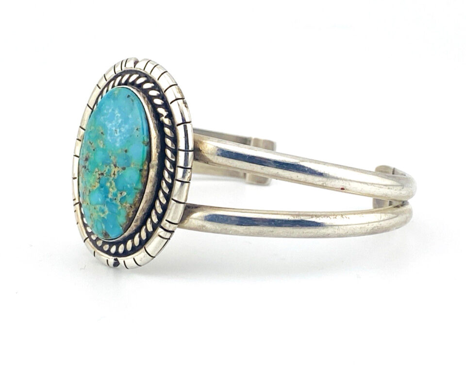 Johnny Johnson Navajo turquoise sterling silver cuff bracelet