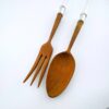 Mid Century Teak Sterling Acrylic Salad Servers