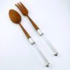 Mid Century Teak Sterling Acrylic Salad Servers