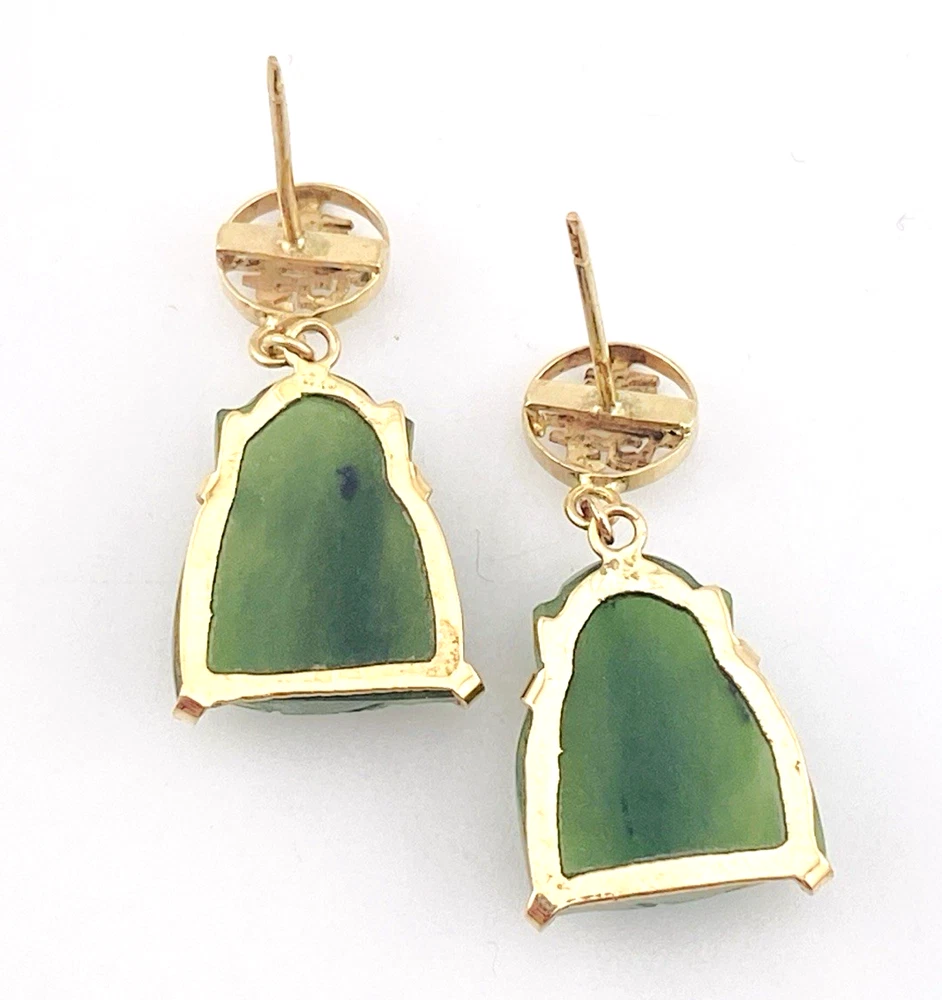 Nephrite Jade Buddha Drop Earrings