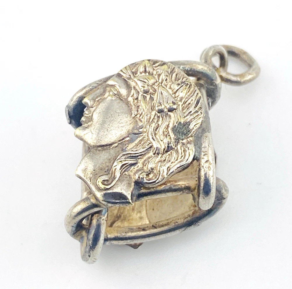 Greco Roman Profile Silver Fob Pendant