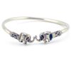 Sterling silver elephant ends open cuff bangle bracelet