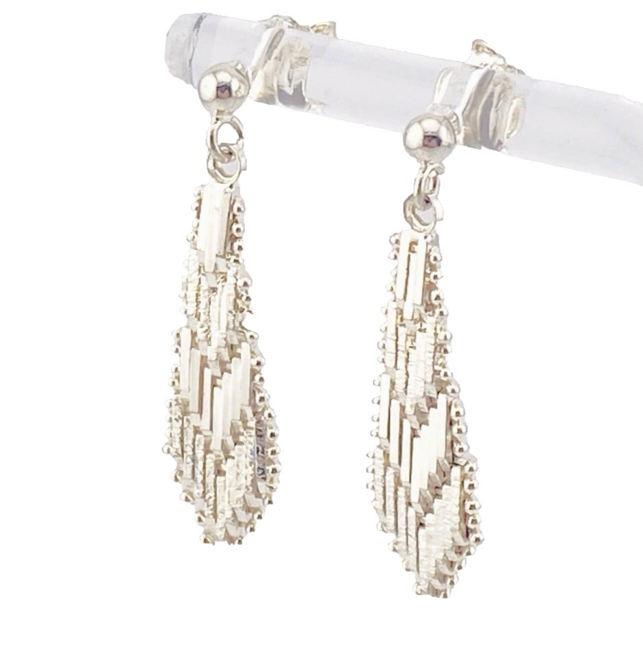 sterling silver riccio chain drop earrings textured dangle