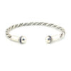 Vintage sterling silver twisted torque cuff bracelet with orb finials