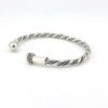 Vintage sterling silver twisted torque cuff bracelet with orb finials