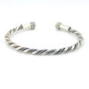 Vintage sterling silver twisted torque cuff bracelet with orb finials