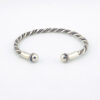 Vintage sterling silver twisted torque cuff bracelet with orb finials