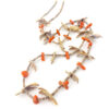 Vintage coral shell heishi flying bird fetish necklace