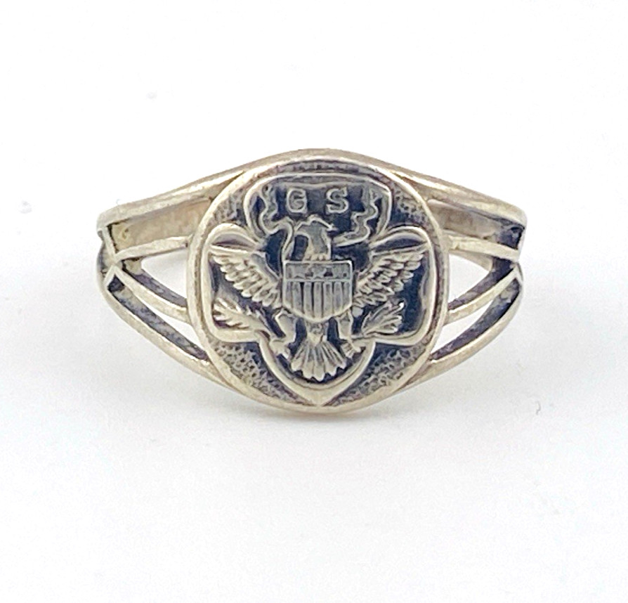 Vintage Girl Scouts Eagle Signet Ring Sterling Silver