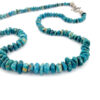 Vintage graduated turquoise nugget necklace sterling silver toggle