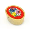 Vintage Italian Micro Mosaic Pill Box – Red Floral Oval Gold Tone, 1960s