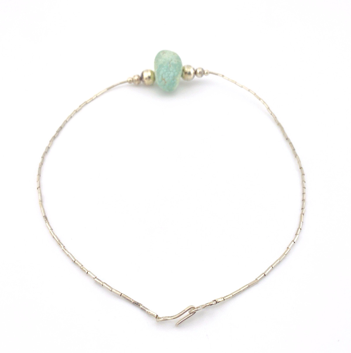 Vintage Mint Green Turquoise Liquid Silver Necklace