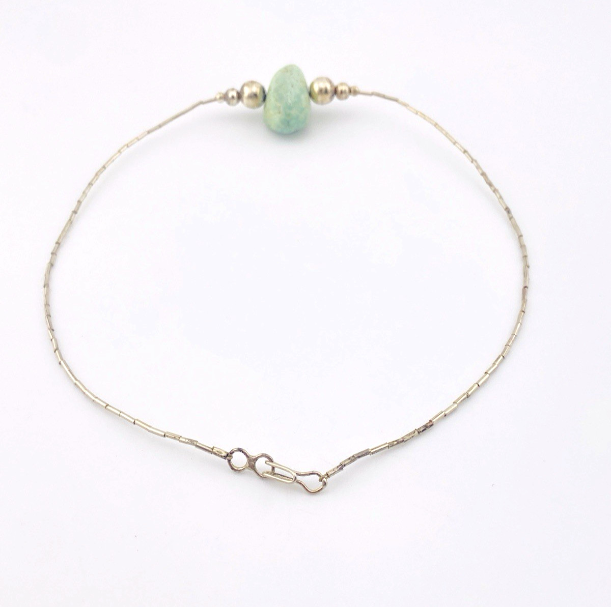 Vintage Mint Green Turquoise Liquid Silver Necklace