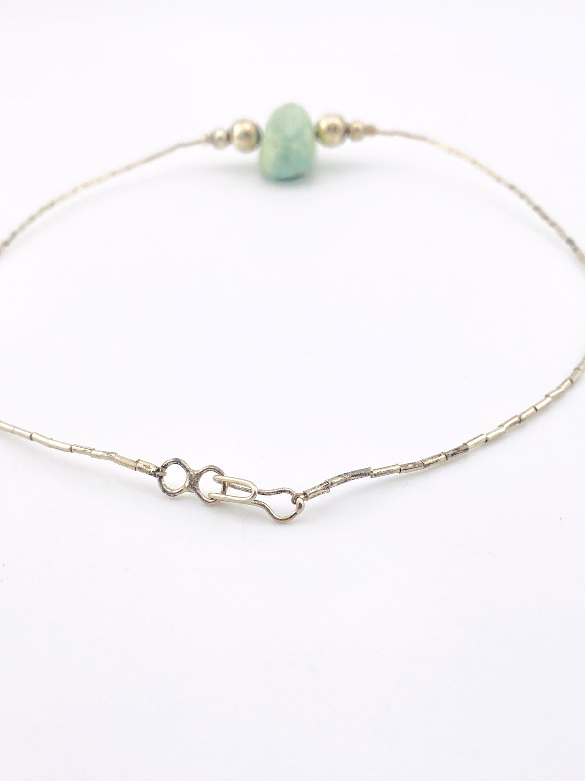 Vintage Mint Green Turquoise Liquid Silver Necklace