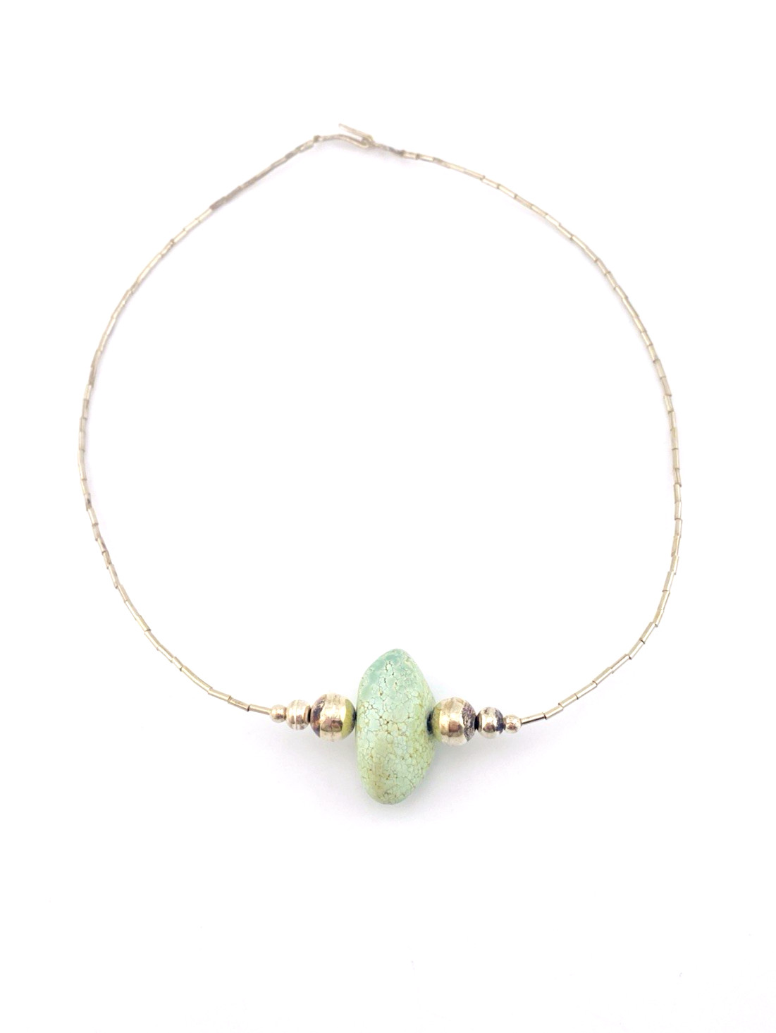 Vintage Mint Green Turquoise Liquid Silver Necklace