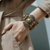 Vintage modernist copper brass wide panel link bracelet artisan 1960s