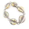 Vintage mother of pearl leaf link sterling silver bracelet