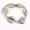 Vintage mother of pearl leaf link sterling silver bracelet