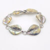 Vintage mother of pearl leaf link sterling silver bracelet